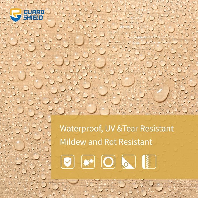GUARD SHIELD Beige Tarp 20x40 Feet Large Tarps Heavy Duty Outdoor Tarpaulin Cover 12mil