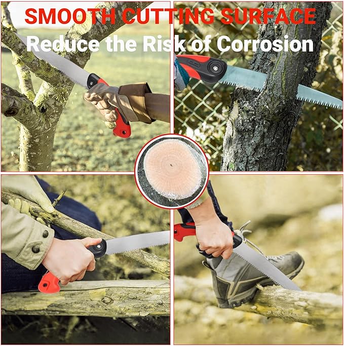 Pruning Saw with Scabbard Japanese Fixed Straight Hand Saw, Portable Tree Limb Cutter 11 Inch Blade Garden Pruner tool for Camping, Dry Wood and Fruit Trees