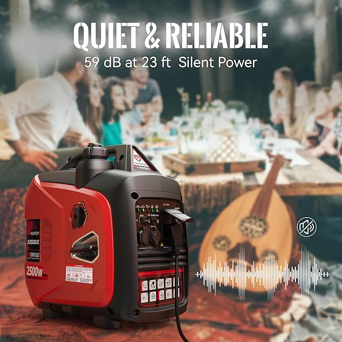 2500W Portable Generator Super Quiet Inverter Generator Ultra Lightweight for Home Backup Outdoor Camping, CO Sensor Protect, EPA, ECO Mode