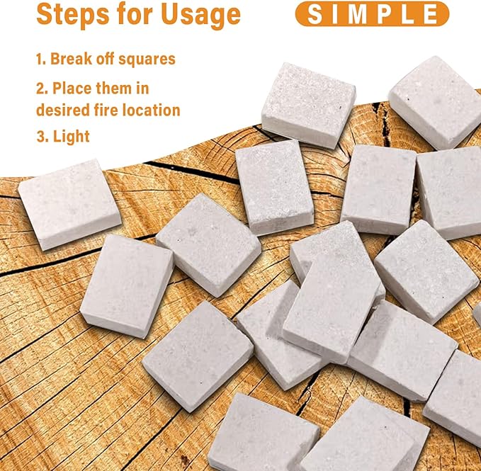 HGD Natural Fire Starters for Outdoor: 32 Cubes Fire Starter Campfire Fireplace Charcoal Wood Stove Chimney Fire Pit Grill Smoker Indoor Outdoor Use White