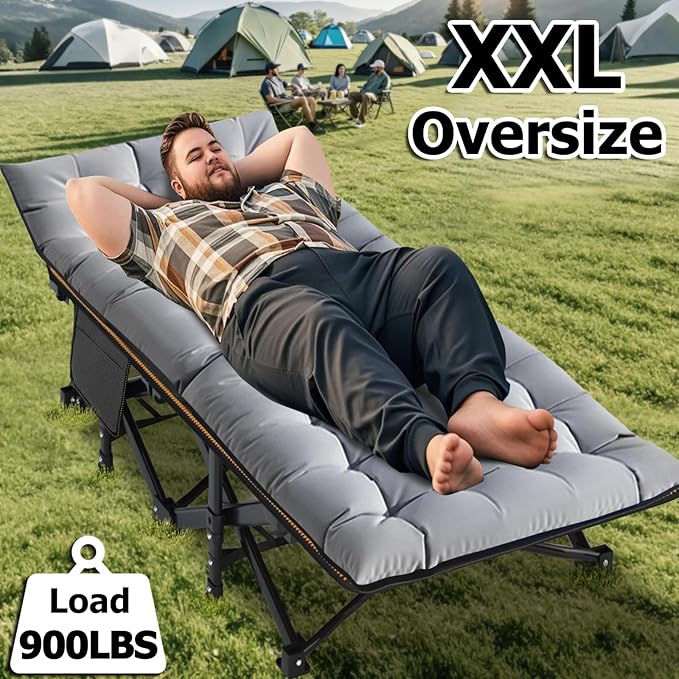 ABORON 2pack Folding Camping Cot for Adults, Portable 1200D Double Layer Oxford Sleeping Camp Cot, with Mattress, Carry Bag, Cot Bed for Tent Office, Support 500lbs