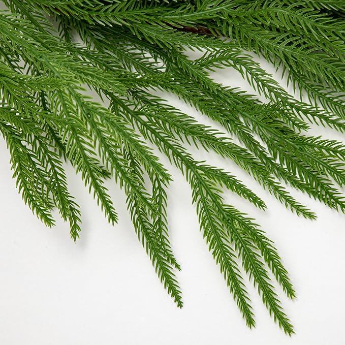 Hollyone 6FT Norfolk Pine Garland Real Touch Winter Pine Garland Christmas Garlands Artificial Greenery for Table Mantle Wall Indoor Outdoor Mantle Holiday Christmas Home Decor