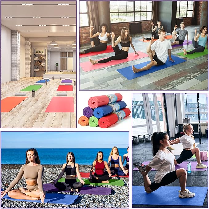 Amylove 12 Pieces Yoga Mats Bulk 68x24x0.12 Inch Exercise Non Slip Fitness Workout Mats for Women Men Home Workout Gym Yoga