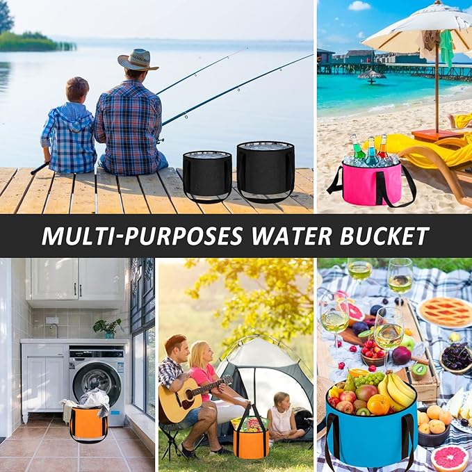 2 Pieces Foot Bath Basin 20L Collapsible Bucket, Portable Foot Soak Tub Feet Soaking Bucket for Outdoor Travel, Camping, Fishing(Black)