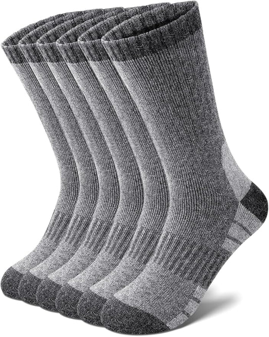 Senker Fashion Merino Wool Hiking Socks for Men, Warm Crew Socks W/Cushion Moisture Wicking for Trekking Work Outdoor