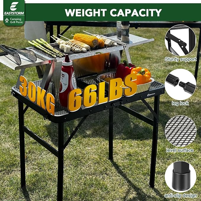 Folding Picnic Table for Grill Outdoor Camping Table with Portable Mesh Bag, Compact & Foldable for Easy Storage - Great for Picnic, Garden, Patio, Dining, BBQ, Party, Market 2Ft