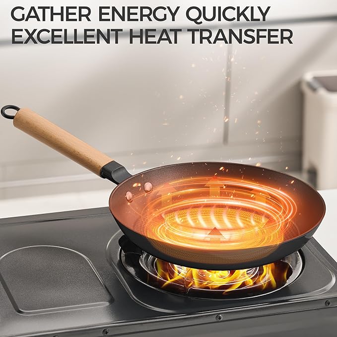 YUTANN Nonstick Frying Pan 10 inch, Ceramic Cast Iron Skillet, Lightweight Pre-seasoned Cast Iron Pan with Detachable Handle, Dishwasher & Oven Safe, Free of PFAS and PFOA