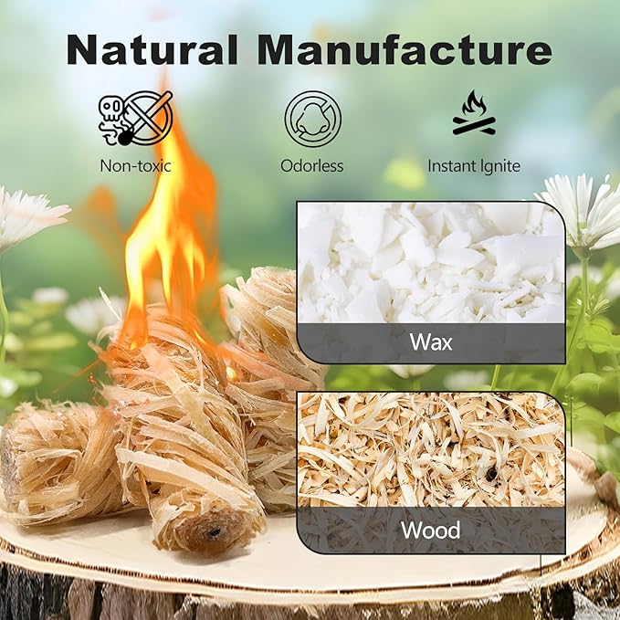 36 Pcs Fire Starter - Natural Fire Starters for Fireplace, Pellet Stove, Campfires, BBQ, Pizza Oven, Camping, Fire Pit &Chimney, Smoker, Fire Starters for Grill, Charcoal Starter