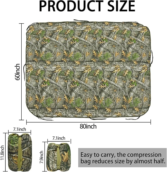 Military Poncho Liner with Zipper Camping Blanket Army Insulation Sleeping Bag Insulated Waterproof for Travel Outdoor Survival Hunting