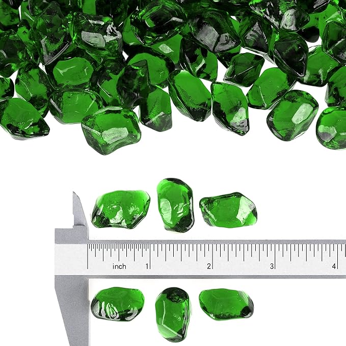Stanbroil 10-Pound Fire Glass - 1/2 inch Polygon Fire Glass for Fireplace Fire Pit and Landscaping, Emerald Green