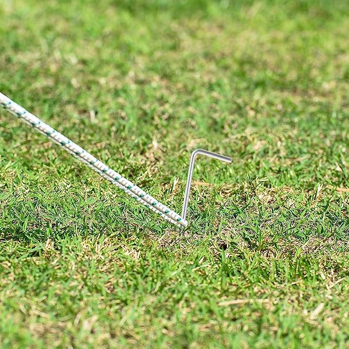 LANIAKEA 100PCS Tent Stakes Metal 8.26in Heavy Duty Ground Stake Fence Hooks Garden Edging Fence Hooks for Pitching Camping Tent Inflatables Outdoor Decorations