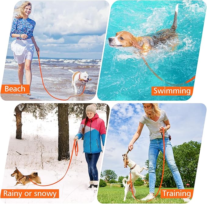 XiaZ Waterproof 20 FT Dog Leash, Training Long Line Lead for Large Medium Small Dogs Outside Walking, Playing, Camping, or Yard (20Feet, Orange)