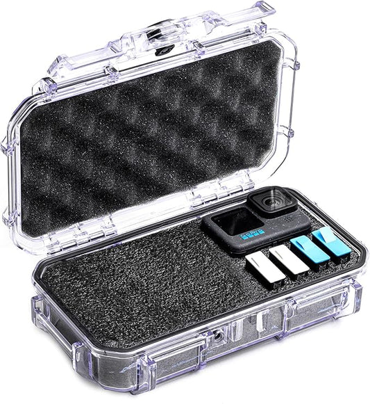 Evergreen ToughBox Tech Organizer – For Camera, Cables, Hard Drives, Compatible with GoPro etc. (Medium, PROFoam, Clear)