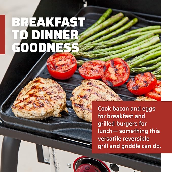 Camp Chef Reversible Pre-Seasoned Cast Iron Griddle, Cooking Surface 14 in. x 16, Black