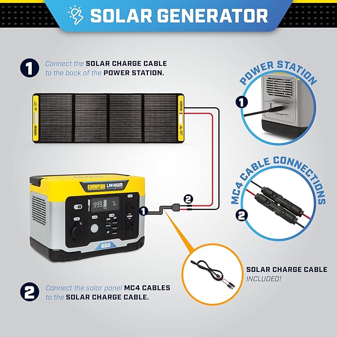 Champion Power Equipment 579-Wh Portable Solar Power Station and 200-Watt Solar Panel