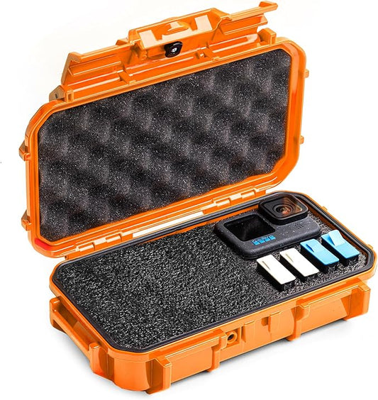 Evergreen ToughBox Tech Organizer – For Camera, Cables, Hard Drives, Compatible with GoPro etc. (Medium, PROFoam, Orange)