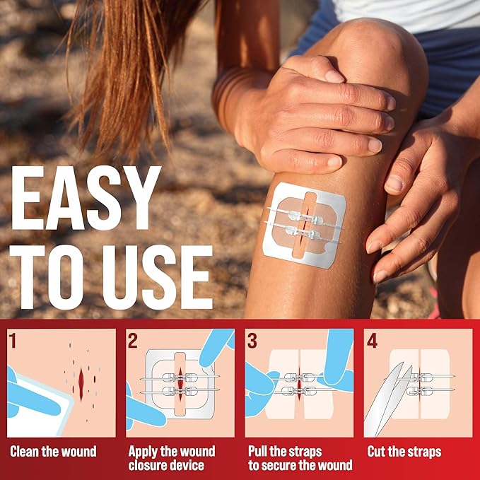 Emergency Wound Closure Strip - Laceration Closure Kit - Stitchless & Easy to Use - Butterfly Bandage