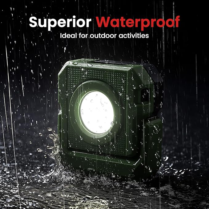 2 Pcs Mini Rechargeable LED Work Light, 550 Lumens Magnetic Flashlight Keychain Lights with Rotatable & Magnet Base Portable Mechanic Light for Car Repairing Outdoors Camping, Green