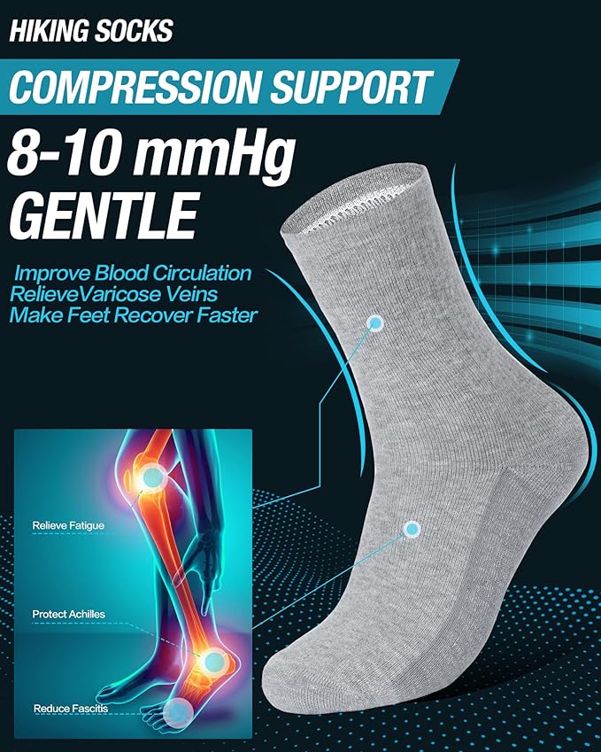 3 Pairs Men's Merino Wool Socks - Thermal Winter and Hiking Socks with Cushioned Support for Everyday Comfort