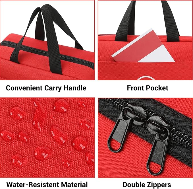 First Aid Kit with Labeled Pockets, 450 Piece Well-Organized Large Trauma Medical Kit for Home, Travel, Sports, Business, Office, Portable Professional Emergency Bag Fully Stocked for Outdoor