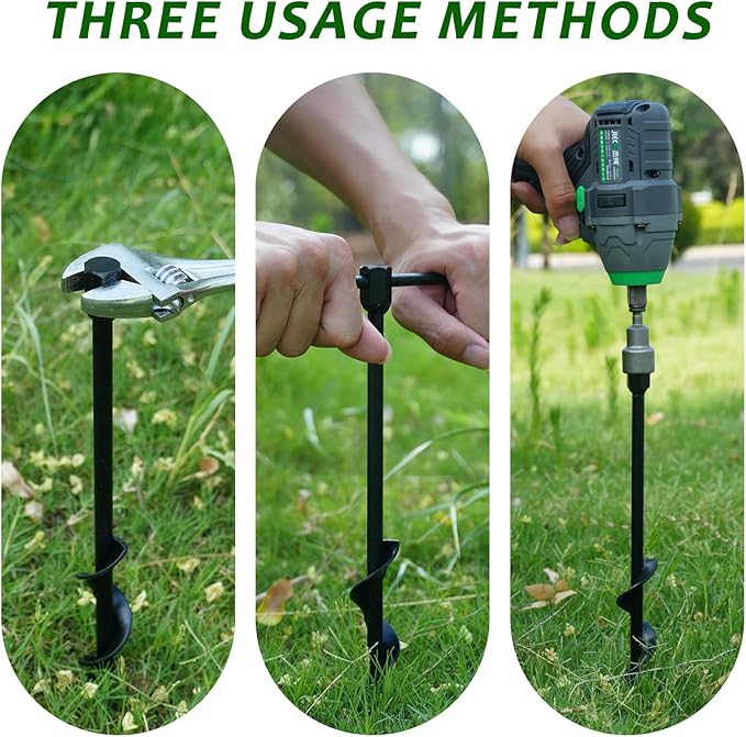Metal Tent Stakes Heavy Duty 12 inch,Ground Anchors Screw in,Tent Accessories,Durability,Easy to use,Rust Resistant,not Bent Stakes,Portable,Black(4)