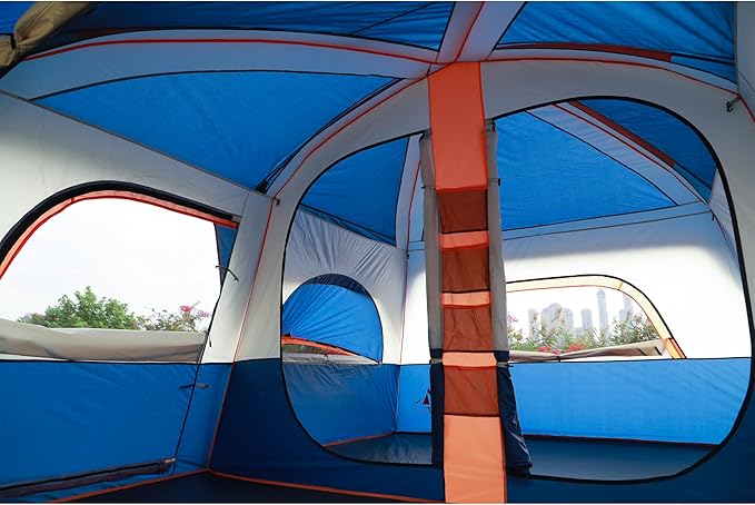 KTT Extra Large Tent 6-10-12-14 Person(A),Family Cabin Tents,2 Rooms,3 Doors and 3 Windows with Mesh,Straight Wall,Waterproof,Double Layer,Big Tent for Outdoor,Picnic,Camping,Family Gathering