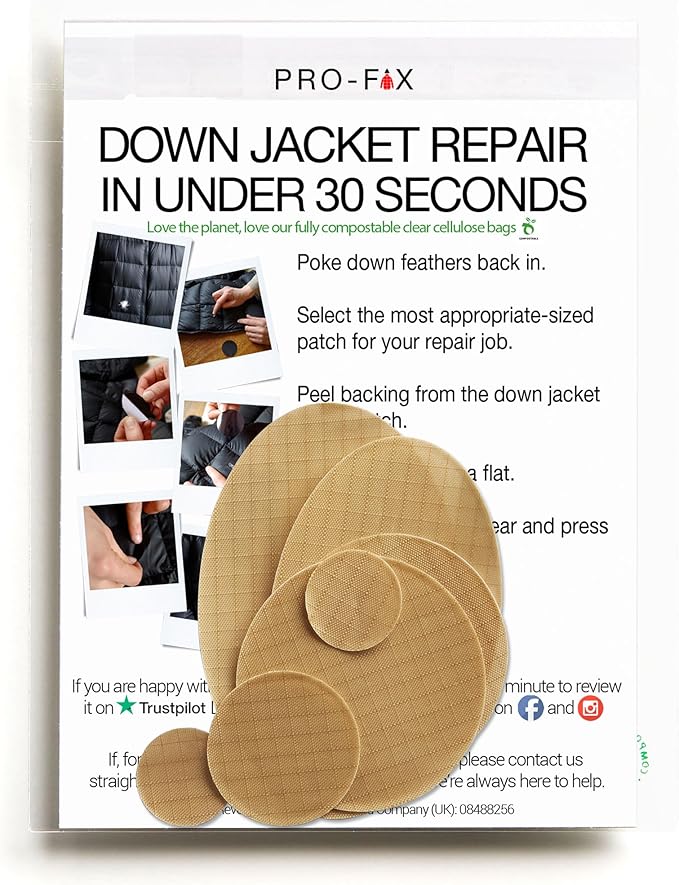 Self-Adhesive Waterproof Repair Patch Kit - 30-Second Fix for Down Jackets, Tents, Sleeping Bags, Backpacks, Outdoor and Camping Gear - Pre-Cut Nylon Ripstop Patches, Multiple Colors - Beige