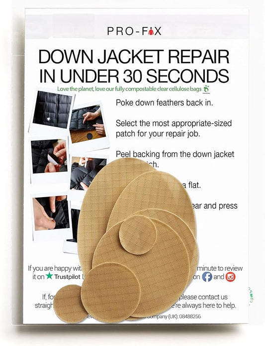 Self-Adhesive Waterproof Repair Patch Kit - 30-Second Fix for Down Jackets, Tents, Sleeping Bags, Backpacks, Outdoor and Camping Gear - Pre-Cut Nylon Ripstop Patches, Multiple Colors - Beige
