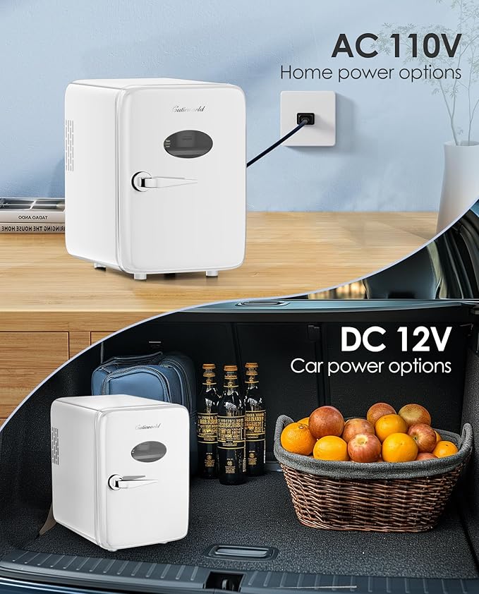 Skincare Fridge - 4L Makeup Fridge for Refrigerating Makeup, Skincare and Food, Mini Fridge for Bedroom, Office and Car, Cooler and Warmer, Beverage Cooler, Pearly White