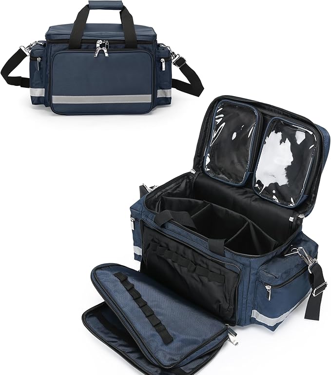 Medical Bag Empty First Aid Bag Home Health with Detachable Divider Medical Supplies Bag Emergency Responder Trauma Bag for Nursing Student,Therapist,Doctors