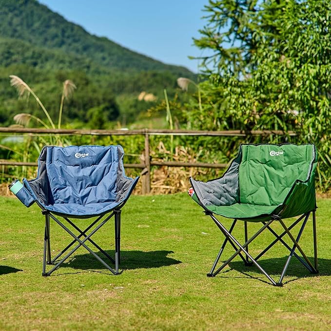 PORTAL 32In Extra Wide Camping Chair for Adults, Oversized Folding Chair with Cup Holder & Carry Bag, Heavy-Duty Outdoor Chair Supports 350 lbs, Portable for Camping, Lawn, Patio