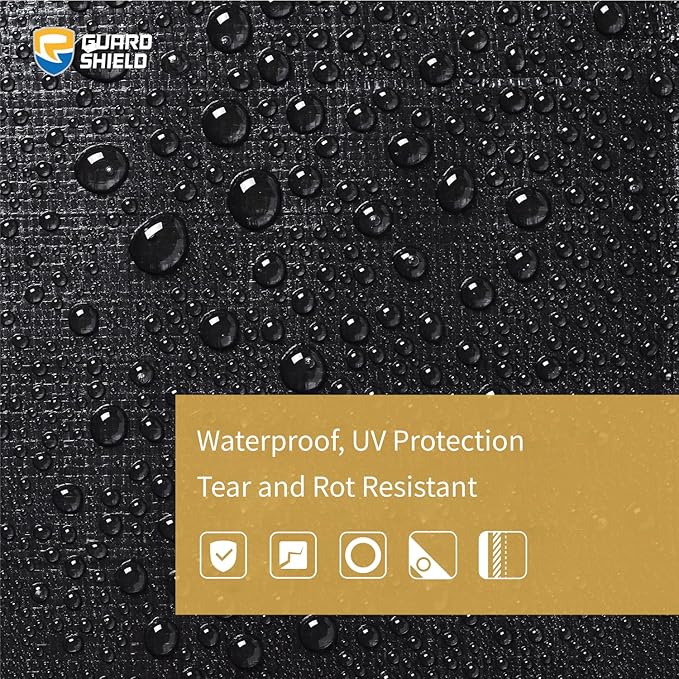 GUARD SHIELD Heavy Duty Tarp 20x30 Feet Black Tarp Large Outdoor Tarps Waterproof with Grommets Cover 12mil