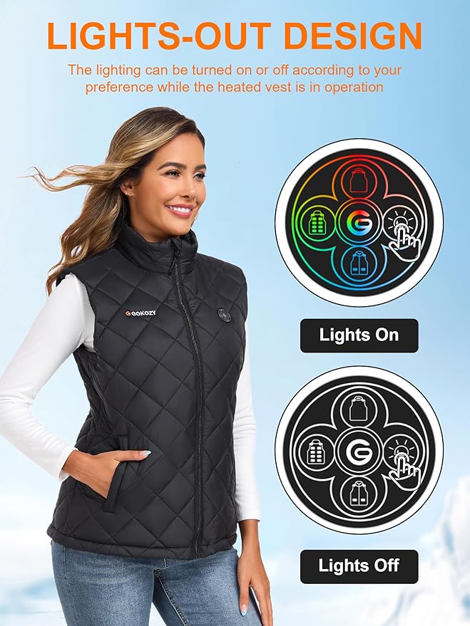 Heated Vest for Women with 12V 20000mAh Battery,13 Zone Smart Heating Lightweight Vest Heated Body Warmer Jacket