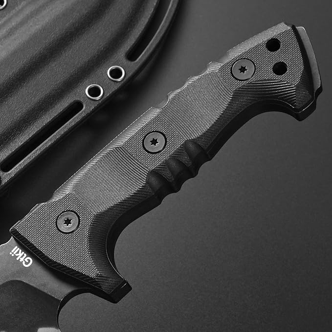 GTK7 Fixed Blade Knife DC53 Steel Blade Full Tang Nylon Fiberglass Handle EDC Fixed Knifes for Outdoor Camping Bushcraft (black)