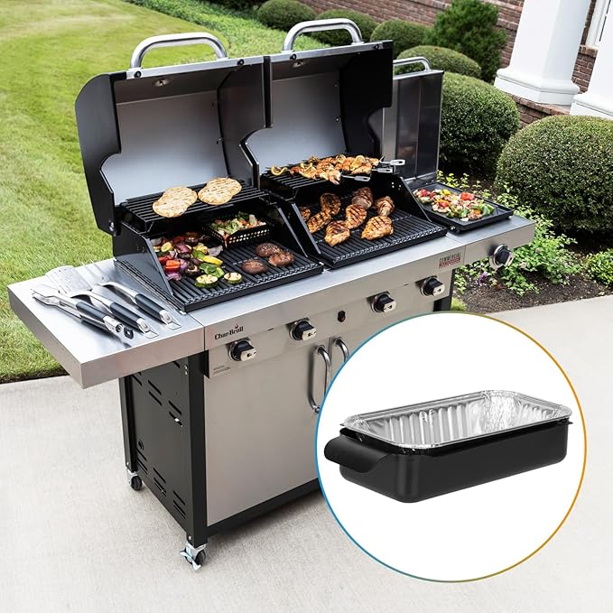 Grease Pan for Charbroil 9328812P06 G416-0015-W1 Grease Catcher with 15-Pack Aluminum Disposable Drip Pan for Charbroil Performance 463331221 463365021 and More