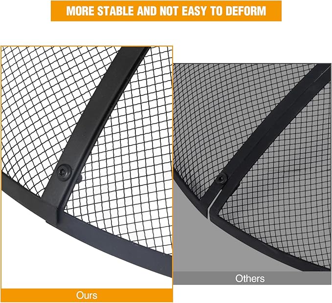 Lineslife Fire Pit Spark Screen, 30 Inch Fire Pit Screen Cover with Handle & Poker, Heavy Duty Collapsible Steel Firepit Mesh Screens, Metal Firepit Lid for Outdoor/Patio/Backyard/RV Camping/Beach
