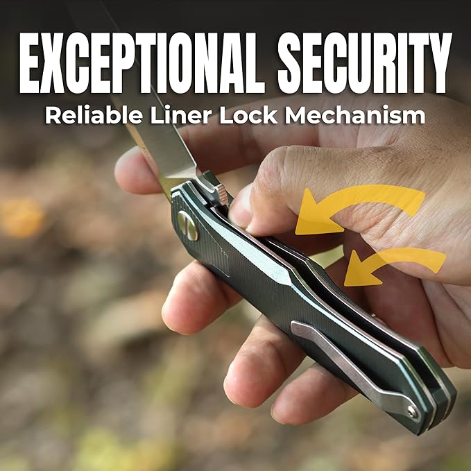 Tactical Folding Knife – 3.78" S90V Steel Blade, EDC Pocket Knife with Liner Lock & Aluminum Handle, Outdoor Knife for Men, Camping, Survival, Everyday Carry