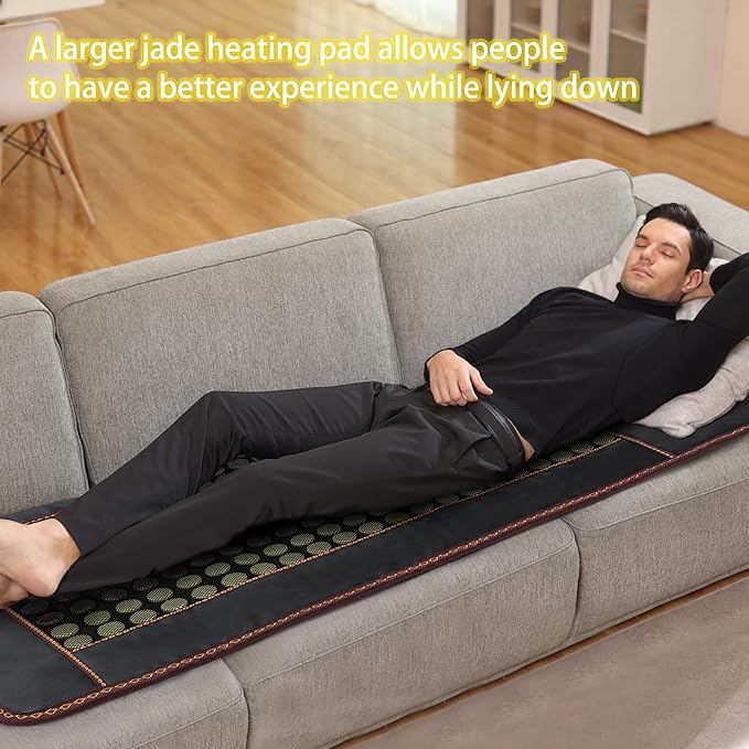 Far Infrared Heating Pad, Natural Jade and 2 Different Tourmaline Large Heating Pad, Electric Heating Pads for Back Abdomen, Auto Shut Off Function, 72" X 24",Father's Day Gifts