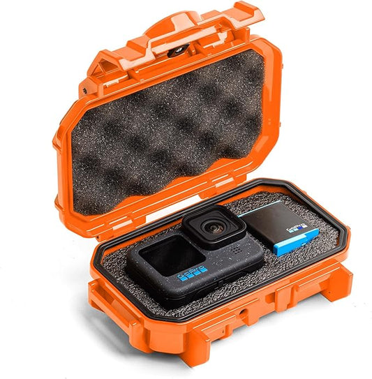 Evergreen ToughBox Tech Organizer – For Camera, Cables, Hard Drives, Compatible with GoPro etc. (Small, PROFoam, Orange)