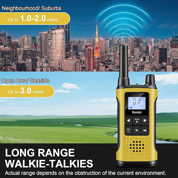 Walkie Talkies Long Range for Adults-2 Pack Rechargeable Walkie Talkies 22 FRS Channels 2-Way Radios with NOAA Weather Alert,VOX,Flashlight and 1500mAh Li-ion Battery for Family Camping Hiking