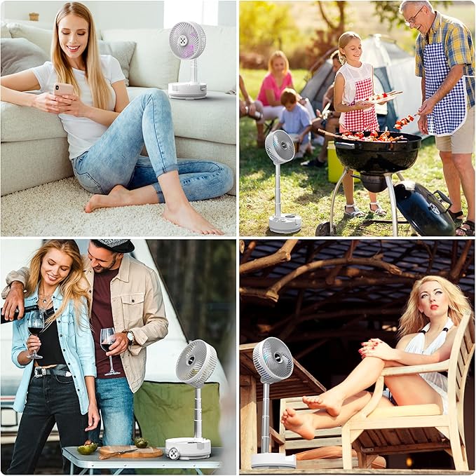 20000mAh Battery Operated Fan, Rechargeable Portable Fan, 112H Run, 9 Speeds Oscillating with Remote, Battery Powered with Timer & Light for Travel Cruise Essentials RV Outdoor Power Outage