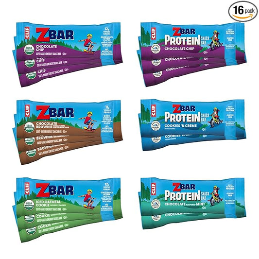 Zbar and Zbar Protein - Variety Pack - Made with Organic Oats - Non-GMO - Soft-Baked Energy Snack Bars and Crispy Protein Bars (16 Pack)