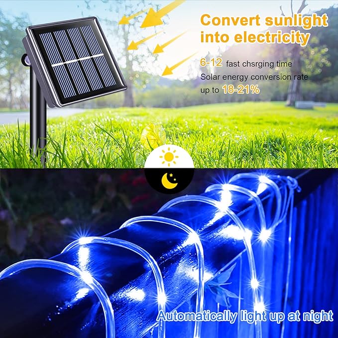 JMEXSUSS 200 LED Solar Pool Lights for Above Ground, 66 ft IP65 Waterproof Pools Lights Outdoor with 8 Modes, Pool Accessories Solar Rope Light for Trampoline Fence Yard Walkway