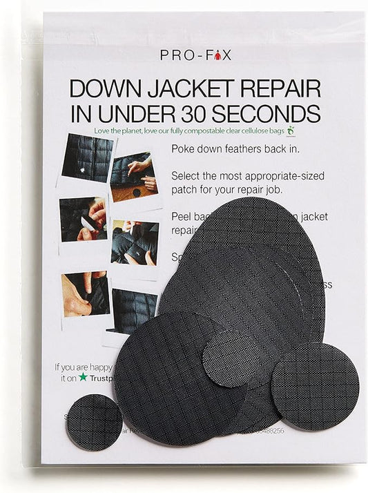 Self-Adhesive Waterproof Repair Patch Kit - 30-Second Fix for Down Jackets, Tents, Sleeping Bags, Backpacks, Outdoor and Camping Gear - Pre-Cut Nylon Ripstop Patches, Multiple Colors - Black