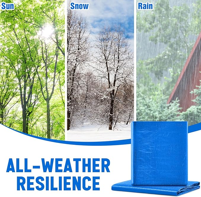2 Pack 10 x 12 ft 5.5 Mil Large Tarps Heavy Duty Waterproof Tarp Multi Purpose Tent Cover for Home Boats Cars Camping Patio Furniture Roof Emergency Rain Protective Cover, Blue