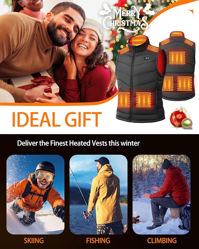 Heated Vest for Men with 18400mAh 7.4V Battery Pack，Electric Warming Vest with Pockets