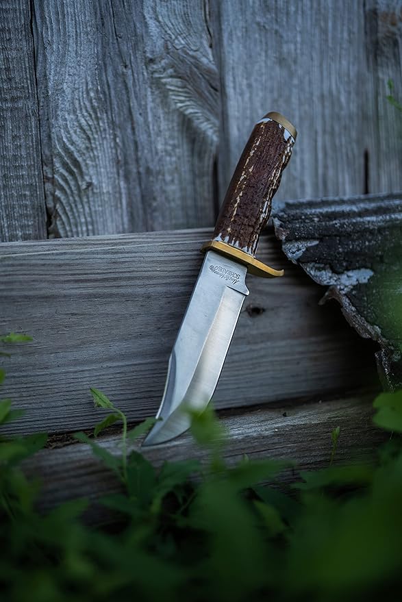 Uncle Henry 171UH Next Gen Pro Hunter 9.8in Fixed Blade Knife with High Carbon S.S. Blade, Staglon Handle, Sharpening Stone, and Leather Belt Sheath for Hunting, EDC, Survival, Camping, and Outdoors