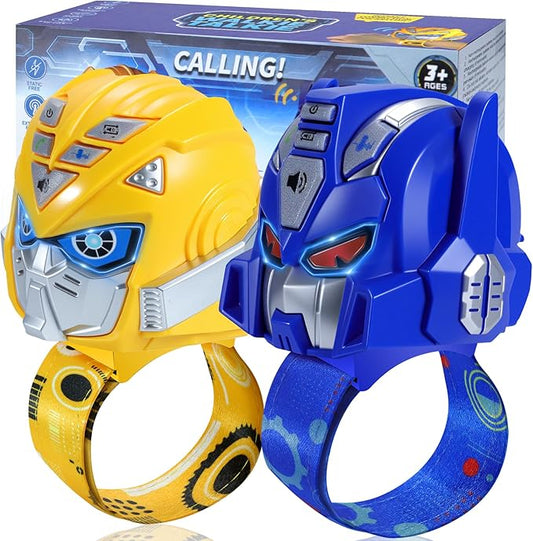 Vvinca Walkie Talkies for Kids 2 Pack - Toys for Boys Girls Age 3-5 5-7 8-12 Christmas Birthday Gifts for Toddlers Adjustable Strap Long Range Clear Sound Camping Outdoor Game Robot Walkie-Talkie