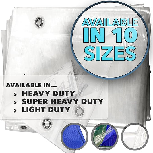 QUEEN OF TARPS | 12x16 Super Heavy Duty Tarp Waterproof, 200 GSM is 20 MIL, UV/Tear Resistant Tarp, Camping, Outdoor Furniture, Car, Tents, Painting, Firewood Protection | 12x16, Super Duty