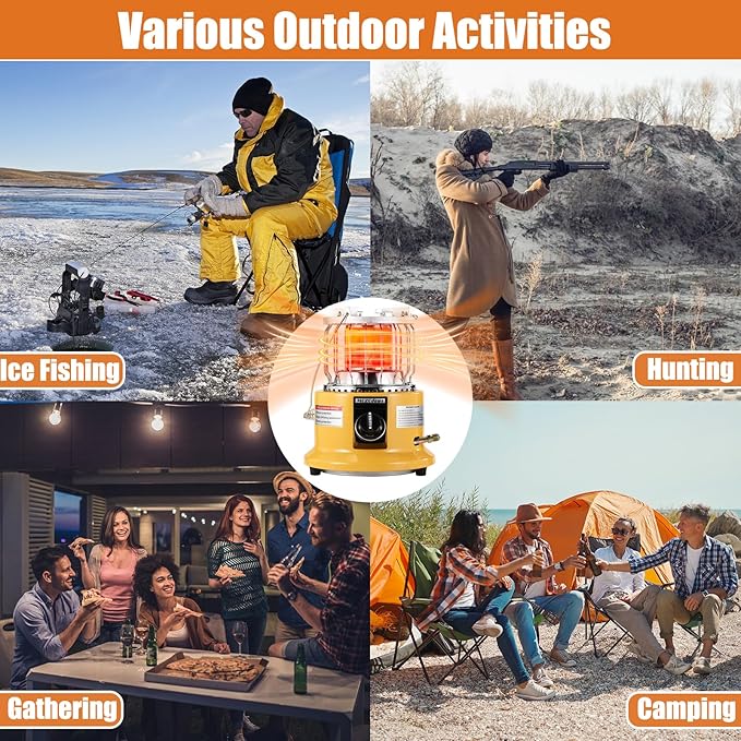 2 in 1 Propane Heater & Stove, 13000 BTU Portable Propane Heater Indoor with Handle, Outdoor Heater Gas Stove for Patio, Camping, Tent, Ice Fishing, Garage